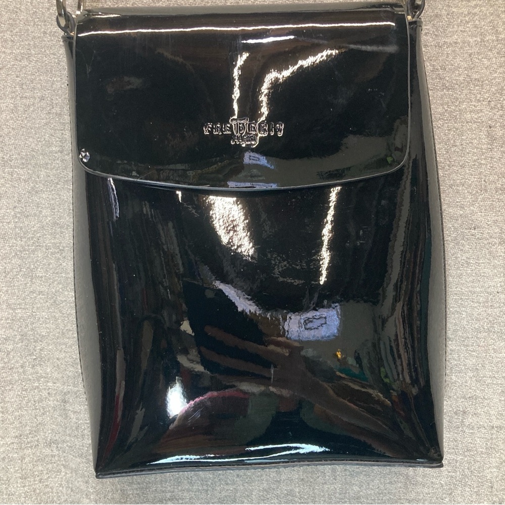 Frederic T Paris Patent Leather Convertible Crossbody Shoulder Bag Purse Black